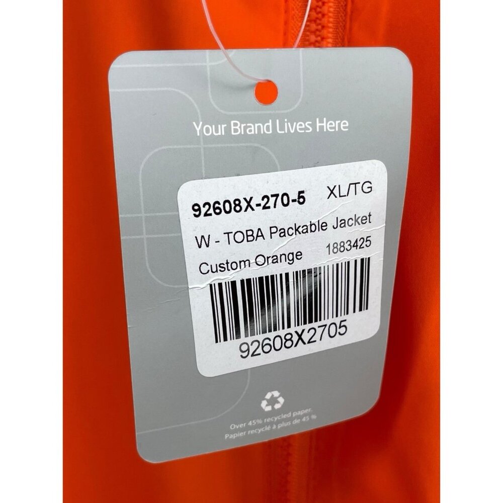 NWT Fiserv Orange Full Zip Hooded Women’s XL TOBA Packable Rain Jacket Fintech - Picture 4 of 5